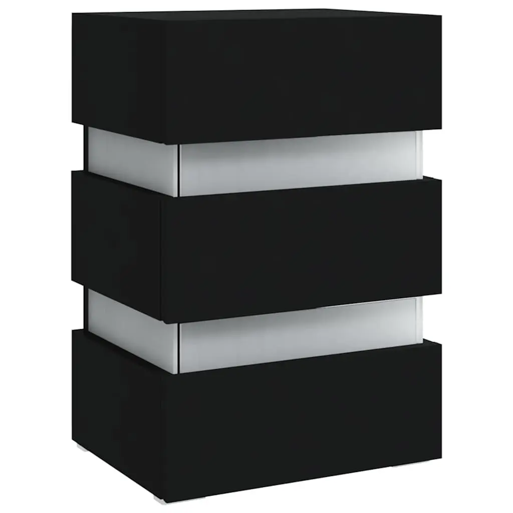 Black LED Nightstand with Storage 45x35x67 cm