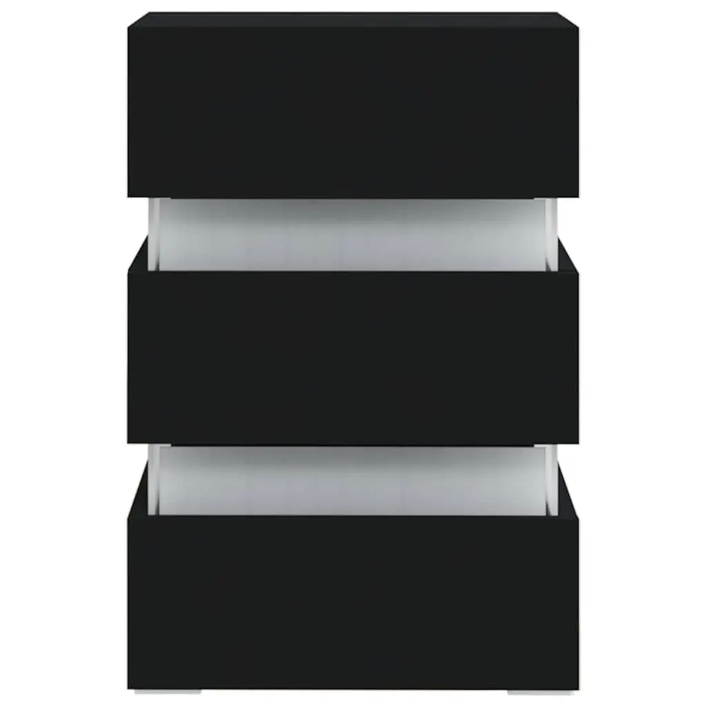 Black LED Nightstand with Storage 45x35x67 cm