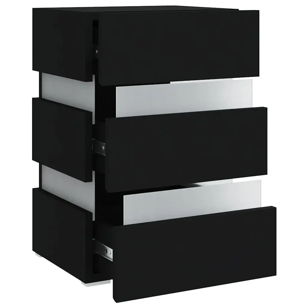 Black LED Nightstand with Storage 45x35x67 cm