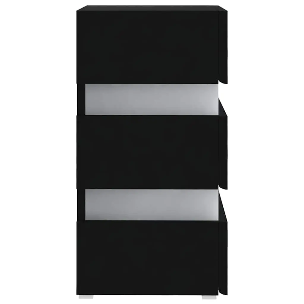 Black LED Nightstand with Storage 45x35x67 cm