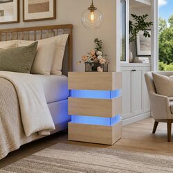 Cozy Bedside Table with LED Lighting and Storage