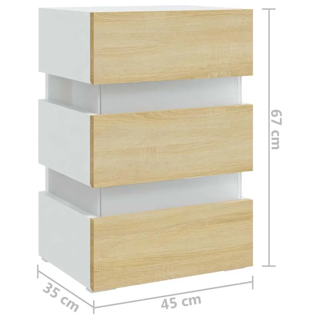 Bedside Table with LED Lighting and Storage