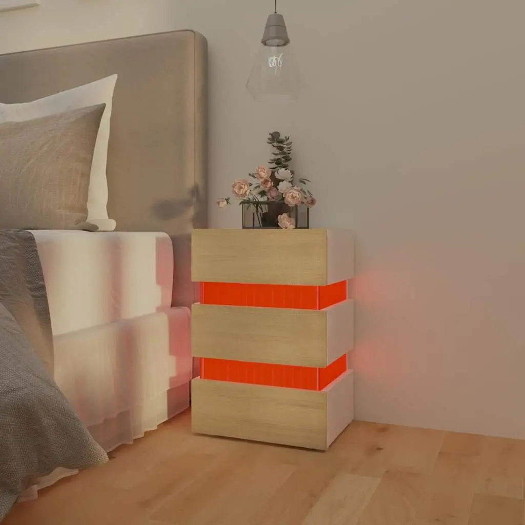 Bedside Table with LED Lighting and Storage