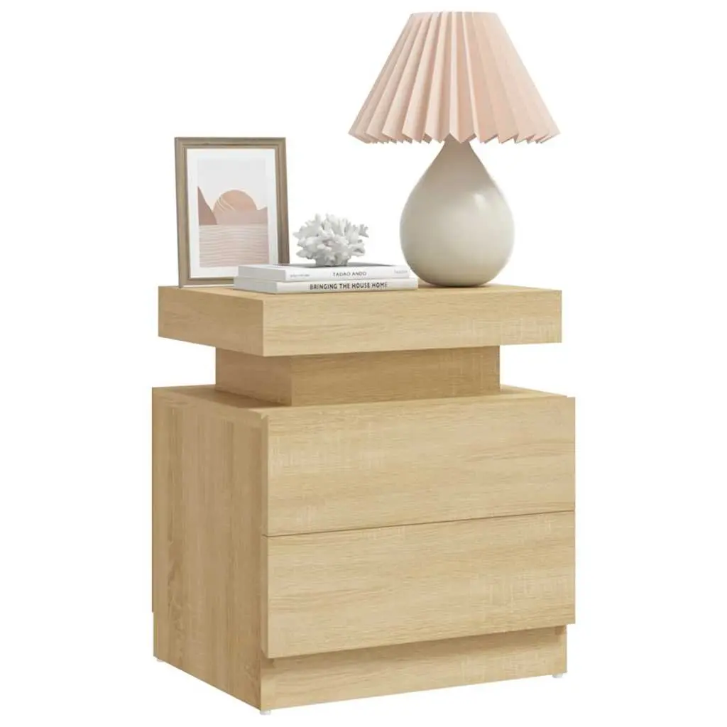 Bedside Cabinet Nightstand Storage Table Brown Engineered Wood 45x35x52 cm