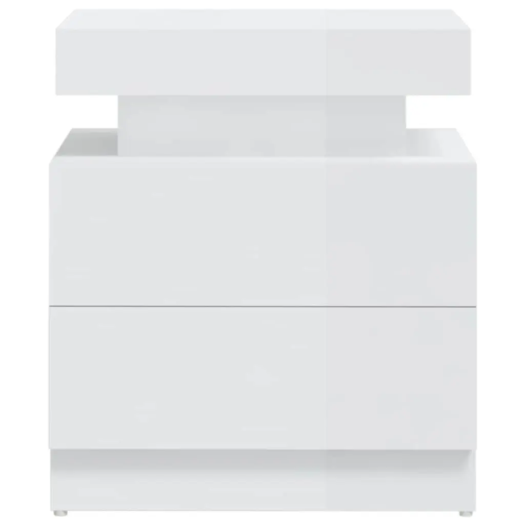 Bedside Cabinet White High Gloss Nightstand Storage Table Engineered Wood