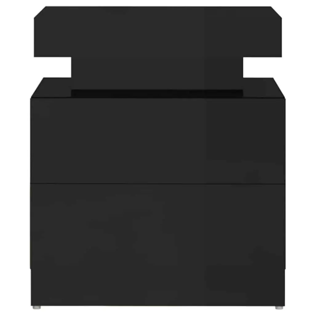 Bedside Cabinet Storage Table Bedroom Furniture High Gloss Black 45 x 35 x 52 cm