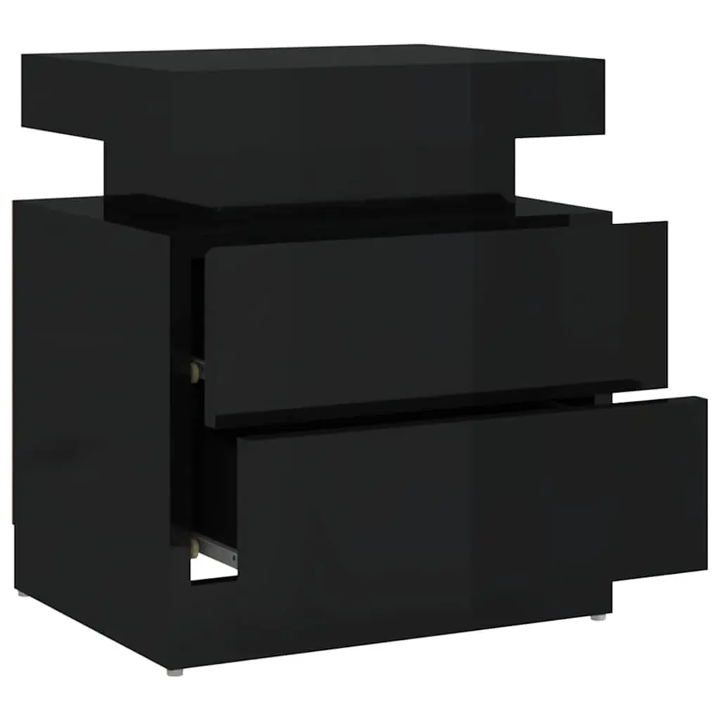 Bedside Cabinet Storage Table Bedroom Furniture High Gloss Black 45 x 35 x 52 cm