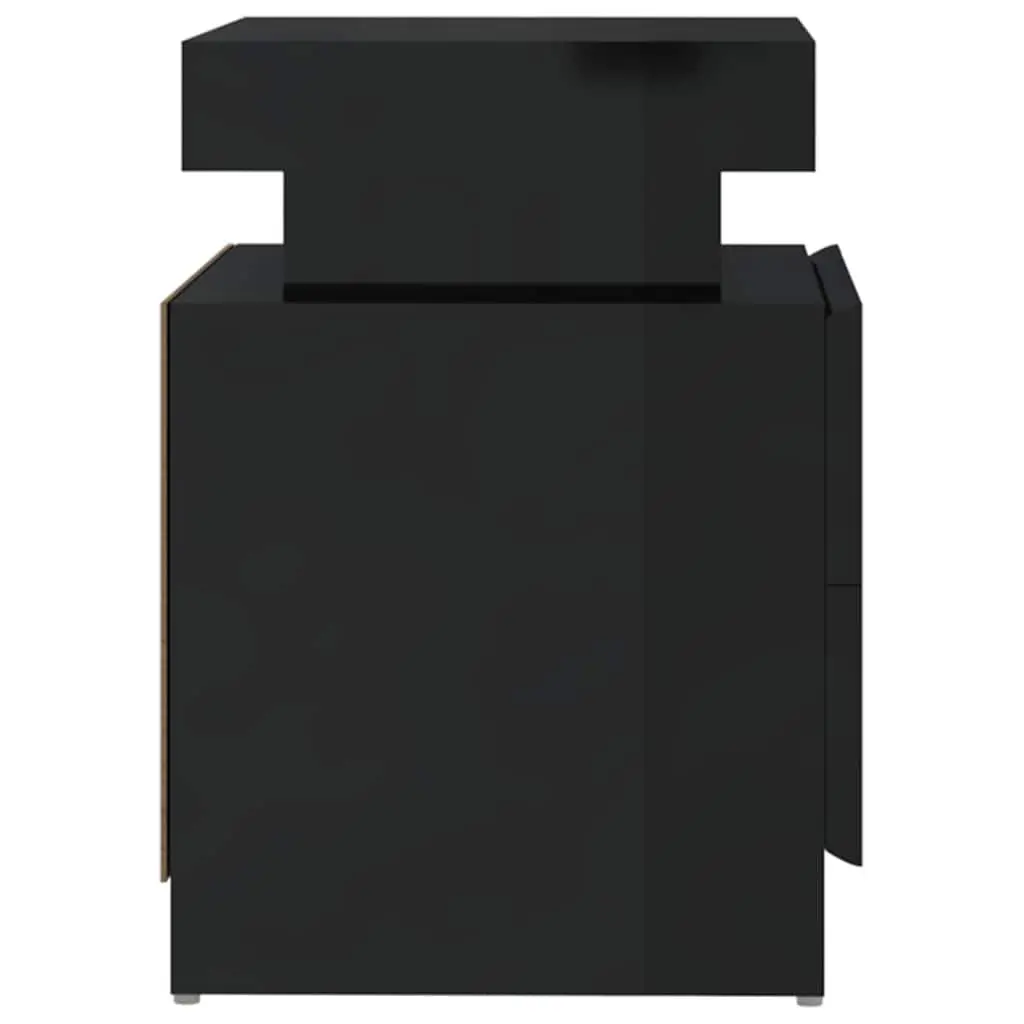 Bedside Cabinet Storage Table Bedroom Furniture High Gloss Black 45 x 35 x 52 cm