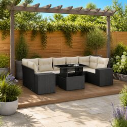 Comfortable 8 Piece Black Rattan Sofa Set for Your Home