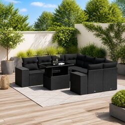 Comfortable 9-Piece Black Sofa Set for Your Outdoor Area