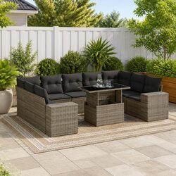 Comfortable 10-Piece Garden Sofa Set with Washable Covers