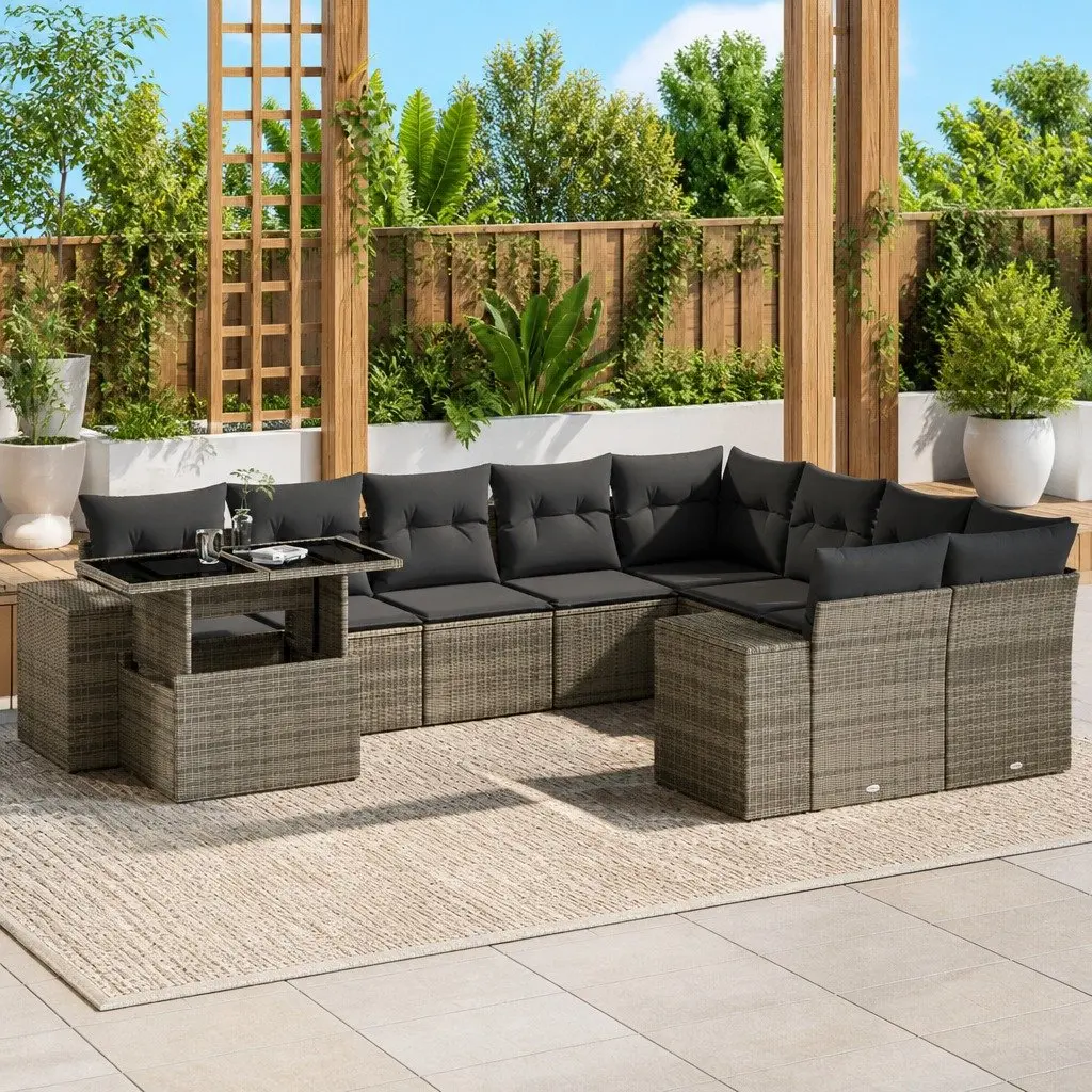 10 Piece Garden Sofa Set with Cushions