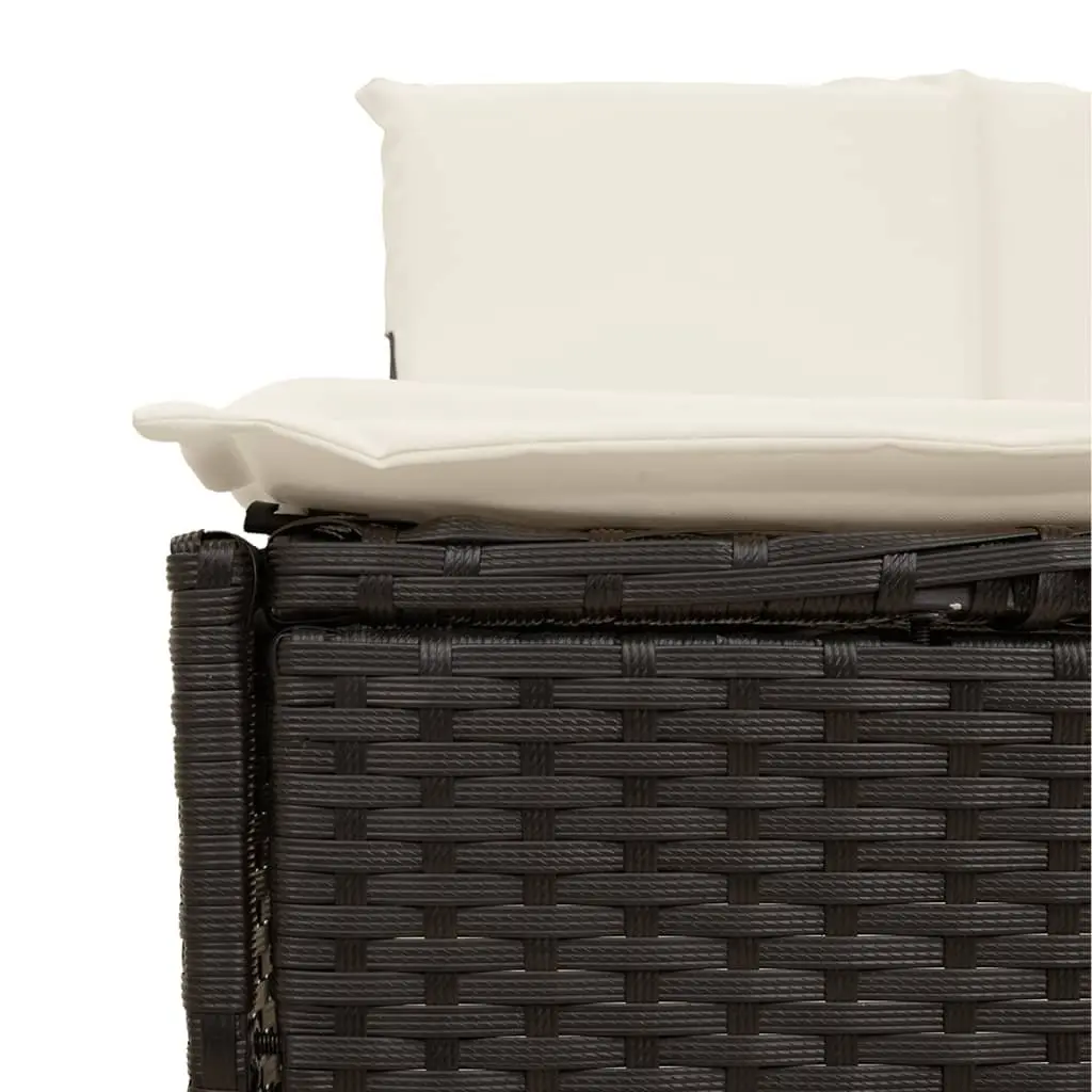 Hot Tub Surround Black Poly Rattan Wood Step Modular Spa Furniture