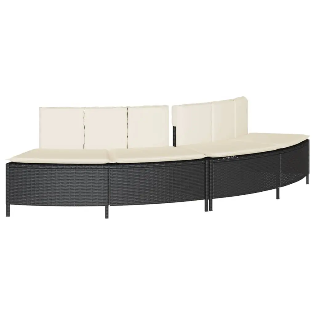 Hot Tub Surround Modular Outdoor Black Poly Rattan Wood Step