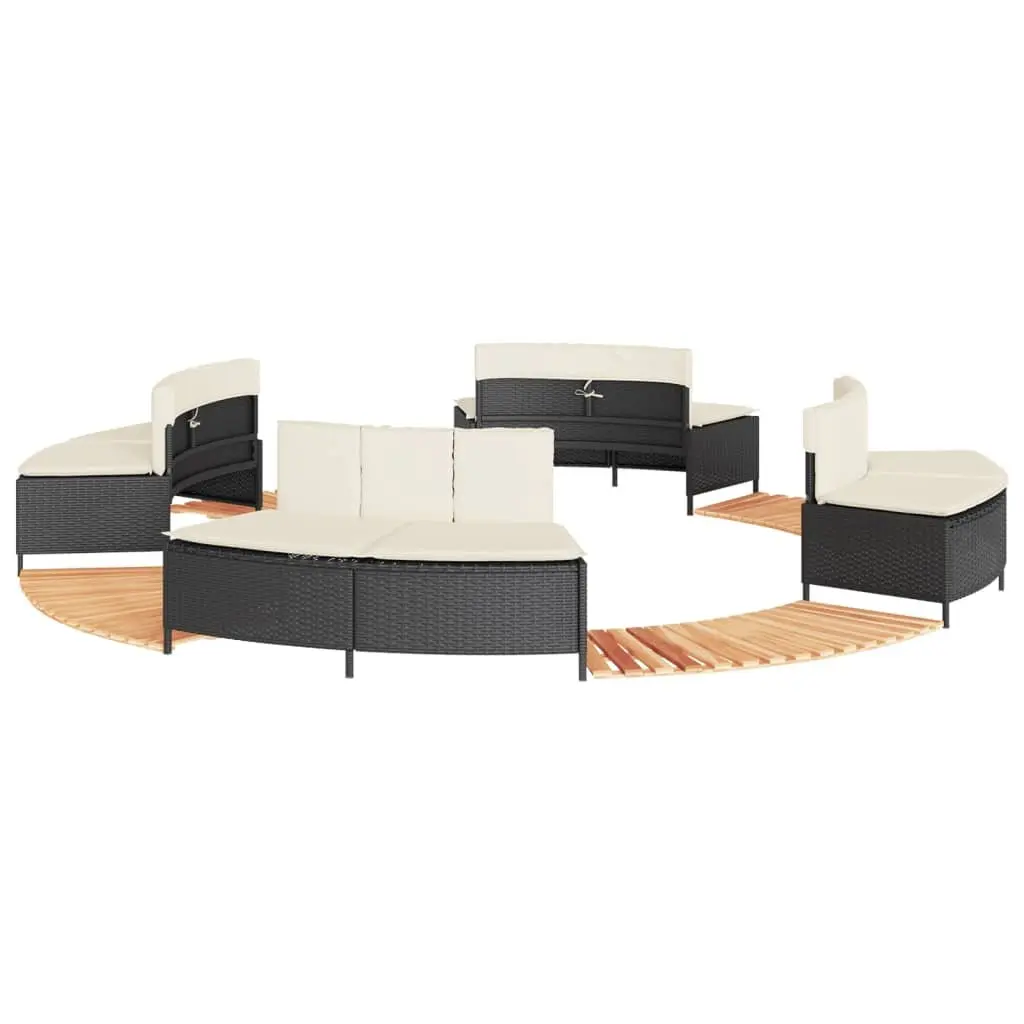 Hot Tub Surround Spa Side Table with Acacia Wood Step Black