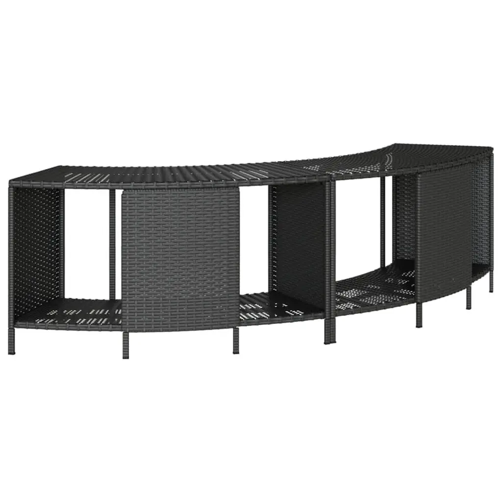 Hot Tub Surround Storage Black Poly Rattan Wood Step Spa Deck Outdoor
