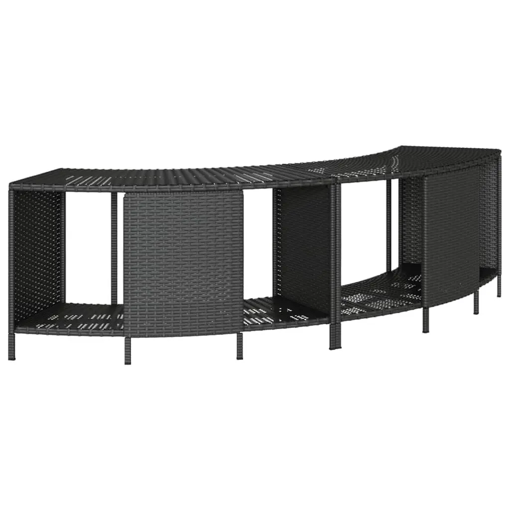 Hot Tub Surround Storage Step Outdoor Spa Deck Rattan Wood Furniture Black