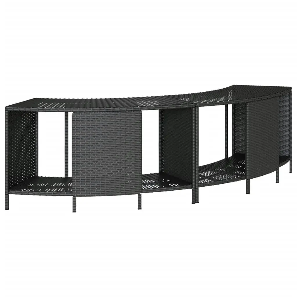 Hot Tub Surround Storage Step Black Poly Rattan Acacia Wood Outdoor Spa