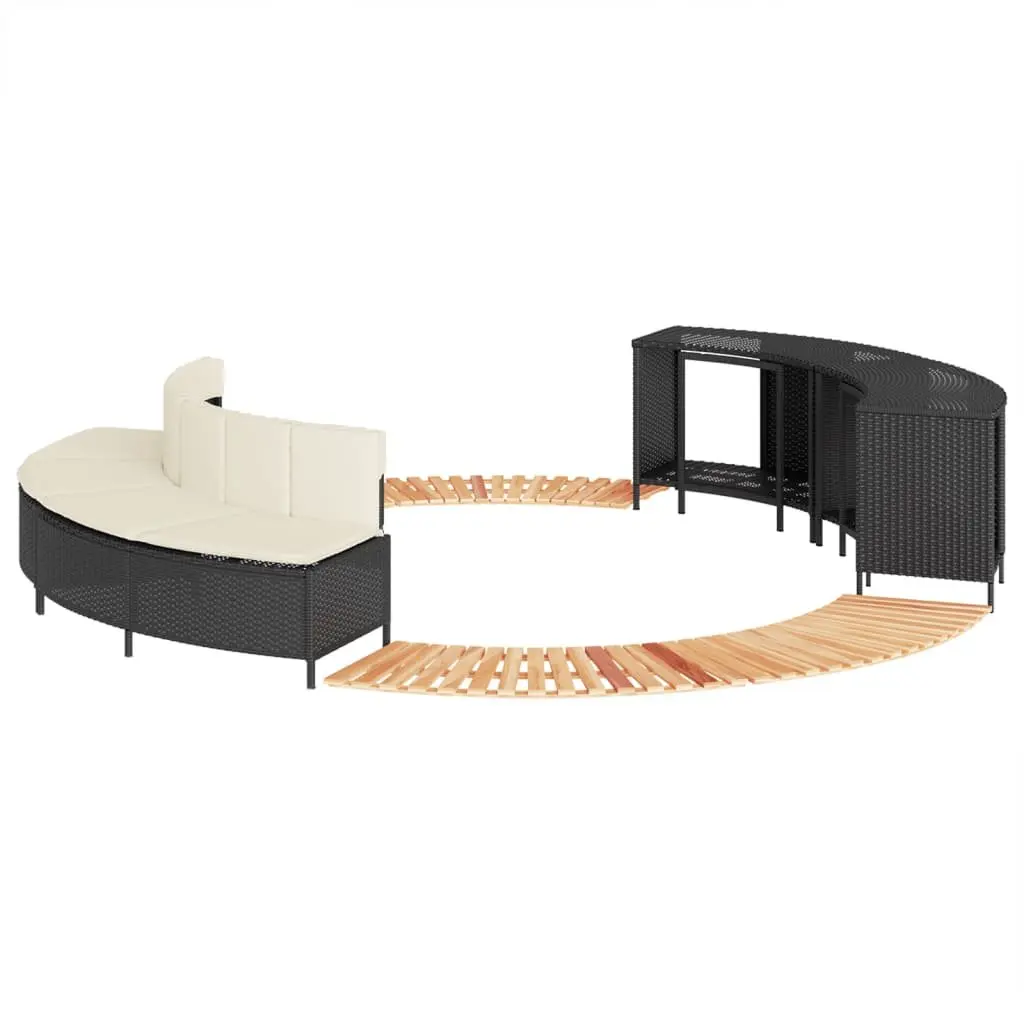 Hot Tub Surround Storage Bench Outdoor Spa Furniture Black Rattan