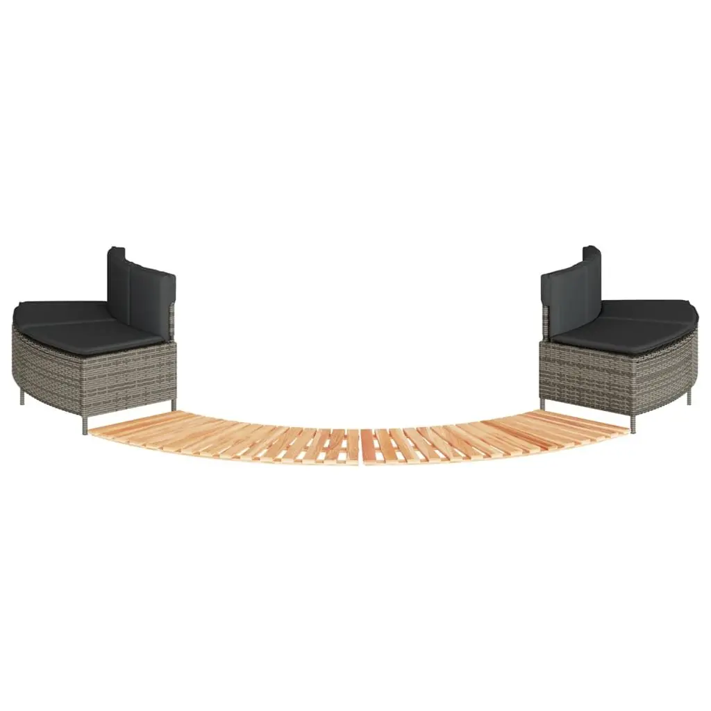 Hot Tub Surround Grey Poly Rattan Acacia Wood Step Spa Deck
