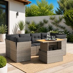 Value and Comfort: 7-Piece Grey Outdoor Sofa Set