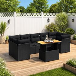 Value-Focused 8-Piece Outdoor Sofa Set in Black Rattan