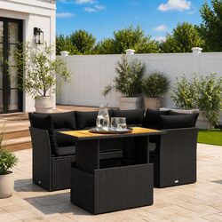 Comfortable 5-Piece Black Rattan Sofa Set for Your Patio