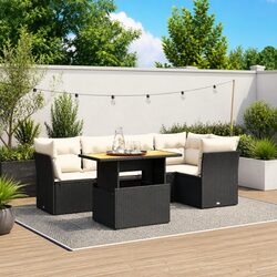 Versatile 5-Piece Black Garden Sofa Set with Cushions