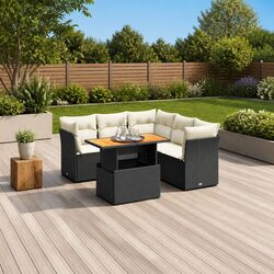 Comfortable Black Rattan Outdoor Sofa Set - 5 Pieces