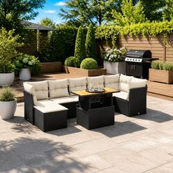 Comfortable 8-Piece Garden Sofa Set with Removable Covers