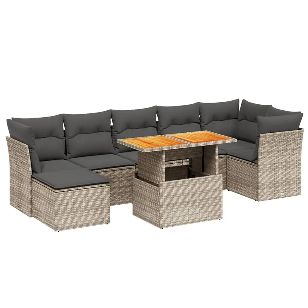 Garden Sofa Set Outdoor Furniture Modular 8 Piece Grey Poly Rattan