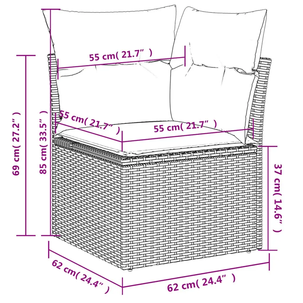 Garden Sofa Set 10 Piece Outdoor Furniture with Cushions Grey Poly Rattan