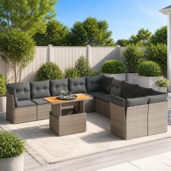 Comfort and Style: 11-Piece Grey Rattan Sofa Set