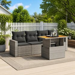 Garden Sofa Set 5 Piece Outdoor Furniture Patio Sectional with Cushions Grey