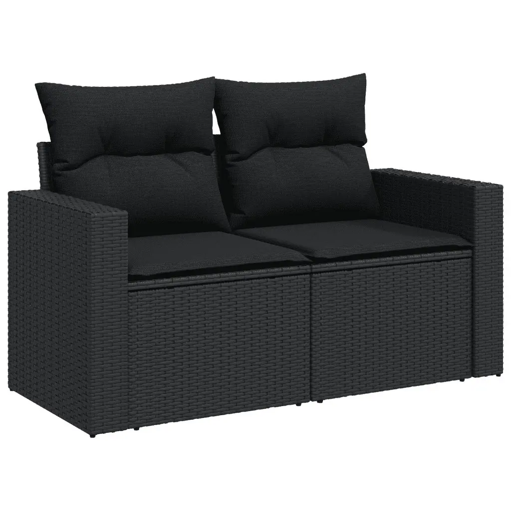 Garden Sofa Set 6 Piece Outdoor Furniture Patio Lounging Black Poly Rattan