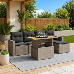 Comfortable and Practical 6 Piece Garden Sofa Set with Cushions