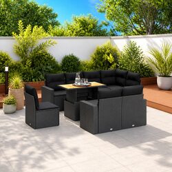 Comfortable 9 Piece Garden Sofa Set with Cushions