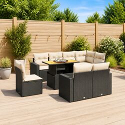 Warm and Practical 9 Piece Outdoor Sofa Set with Cushions