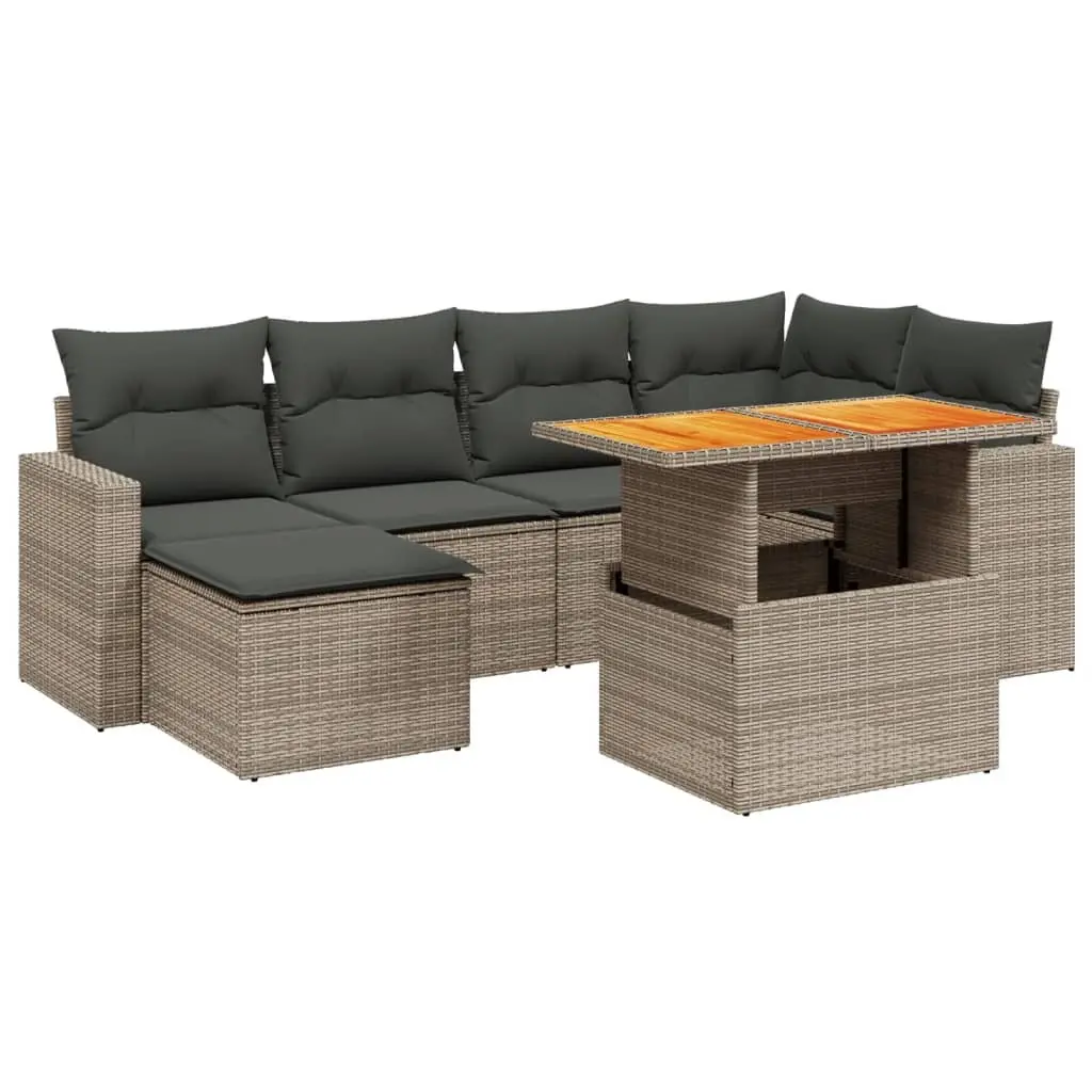 7 Piece Garden Sofa Set in Grey Rattan