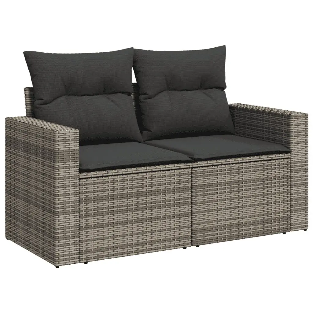 Garden Sofa Set 8 Piece Outdoor Furniture Grey Poly Rattan Patio with Cushions