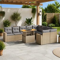 Beige 10 Piece Outdoor Sofa Set - Comfortable and Practical