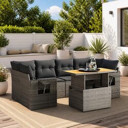 Comfortable 7 Piece Grey Outdoor Sofa Set for Relaxation