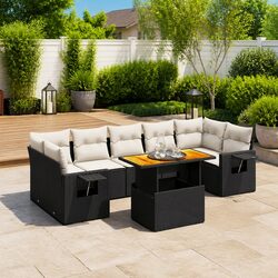 Comfortable 8-Piece Black Sofa Set for Outdoor Spaces