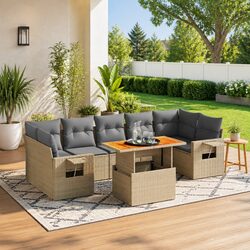 8-Piece Beige Sofa Set: Comfortable Outdoor Solution
