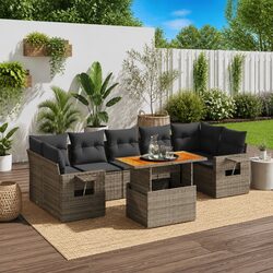 Durable 8 Piece Grey Garden Sofa Set for Comfort