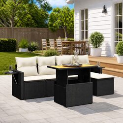 Comforting 6-Piece Black Garden Sofa Set with Adjustable Features