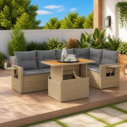 Comfortable 6-Piece Outdoor Furniture Set in Beige