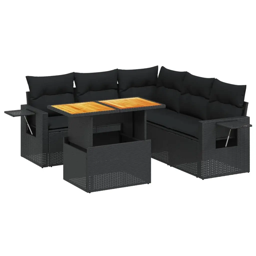 6 Piece Garden Sofa Set Outdoor Patio Furniture Black Poly Rattan Modular