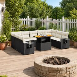 Comfortable Black Rattan 10-Piece Garden Sofa Set