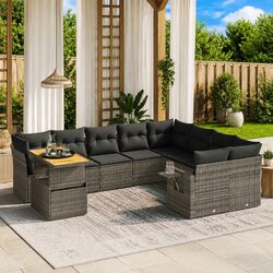 Comfortable 10-Piece Modular Outdoor Sofa Set in Grey